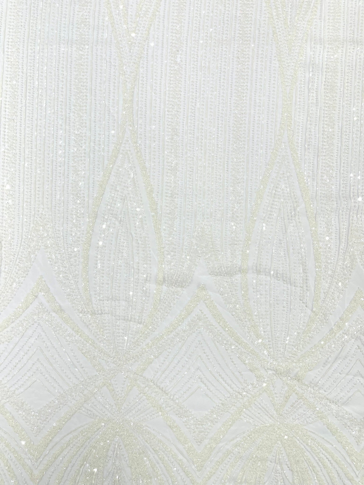 Geometric New York Fashion Beaded Lace Fabric| Prom| Wedding. - New Creations Fabric & Foam Inc