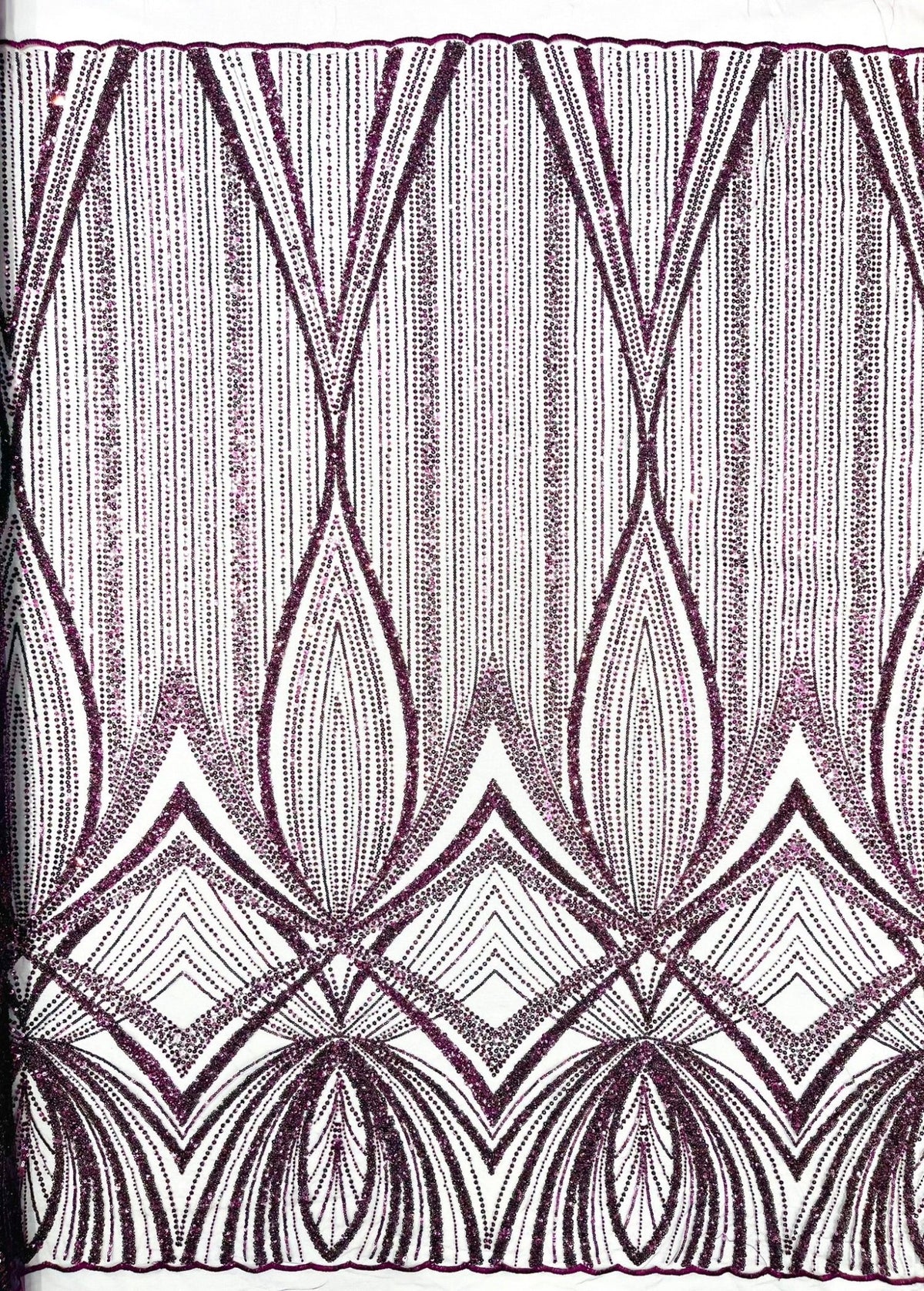 Geometric New York Fashion Beaded Lace Fabric| Prom| Wedding. - New Creations Fabric & Foam Inc