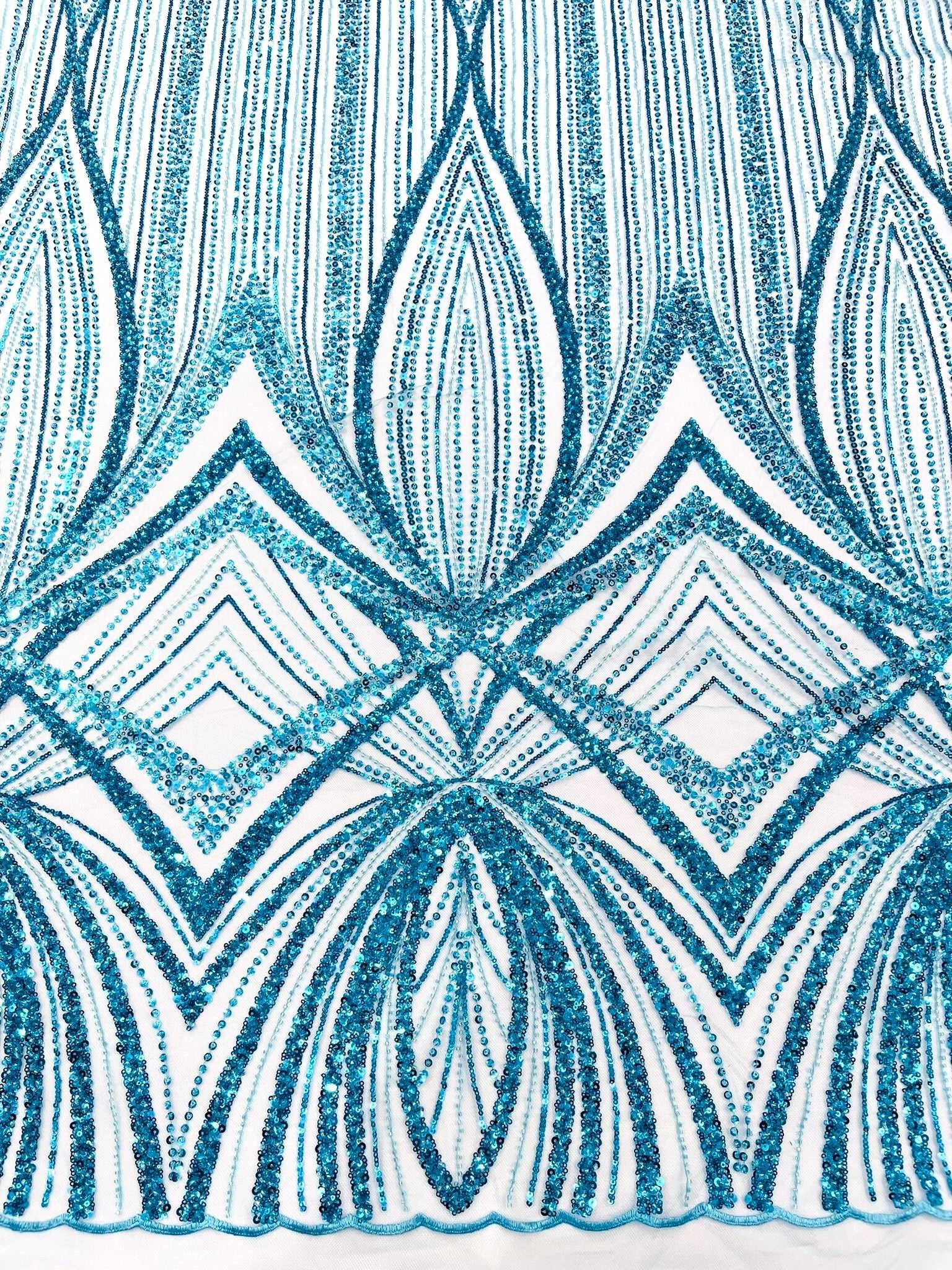 Geometric New York Fashion Beaded Lace Fabric| Prom| Wedding. - New Creations Fabric & Foam Inc