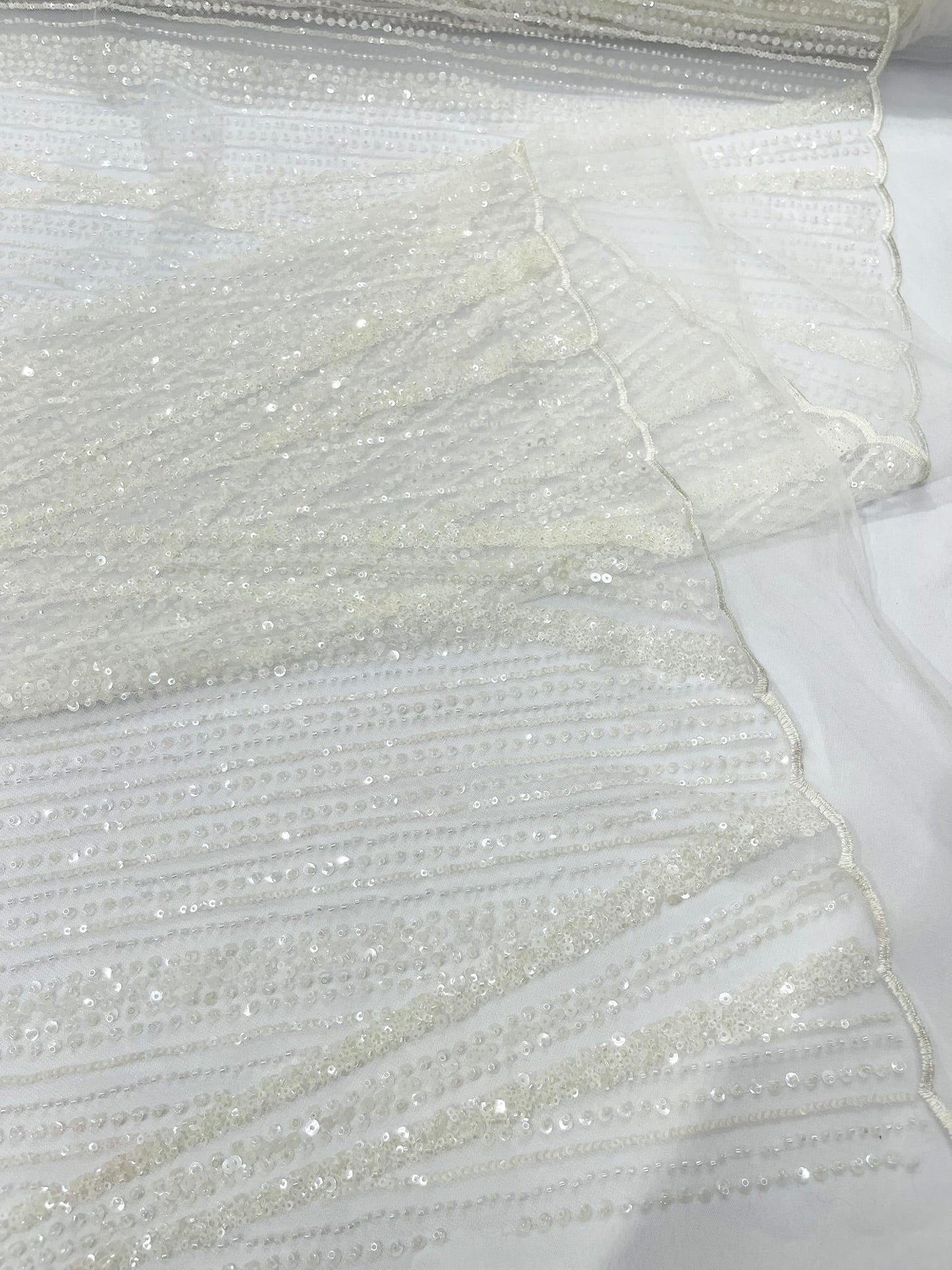 Geometric New York Fashion Beaded Lace Fabric| Prom| Wedding. - New Creations Fabric & Foam Inc