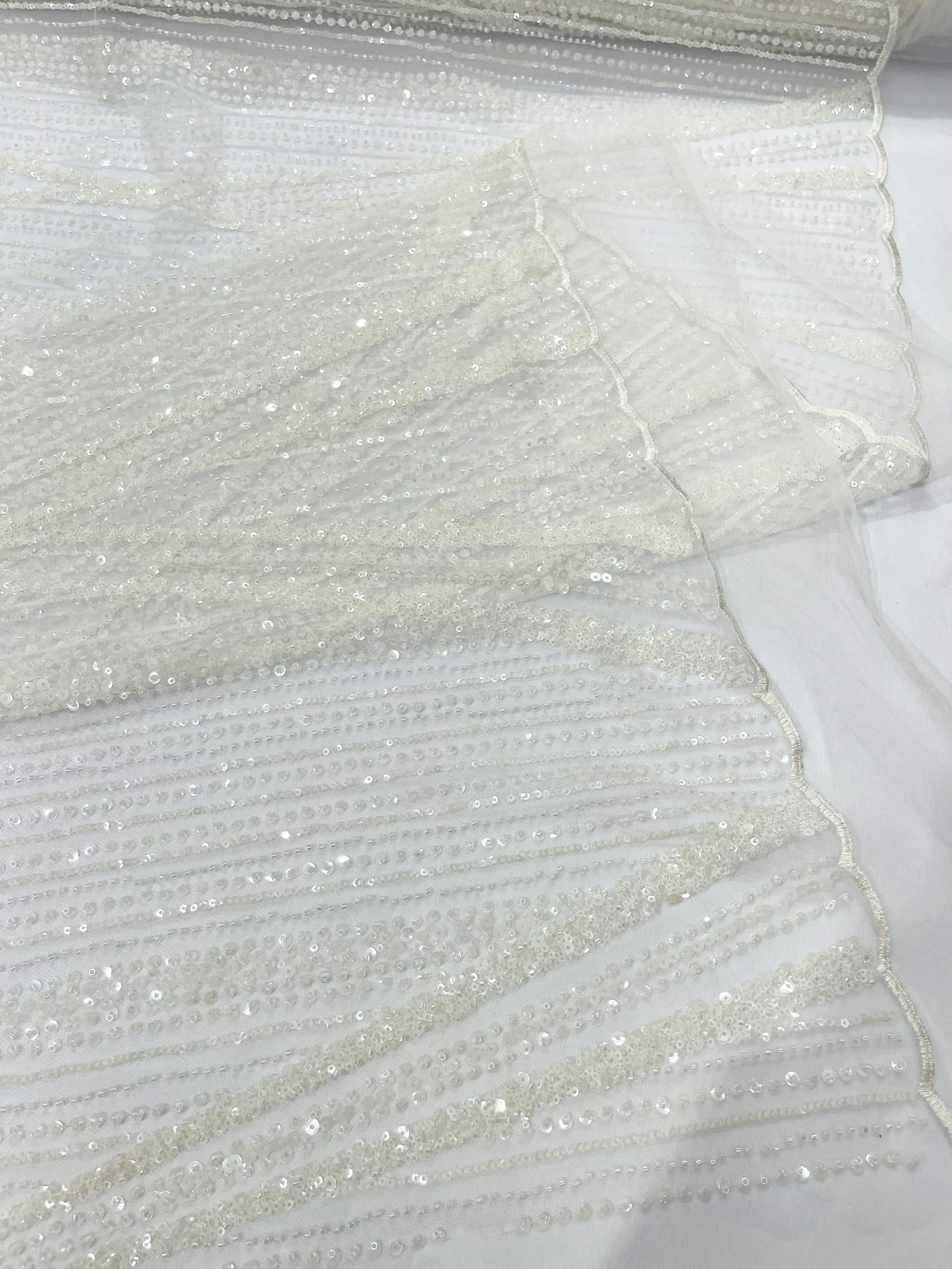 Geometric New York Fashion Beaded Lace Fabric| Prom| Wedding. - New Creations Fabric & Foam Inc