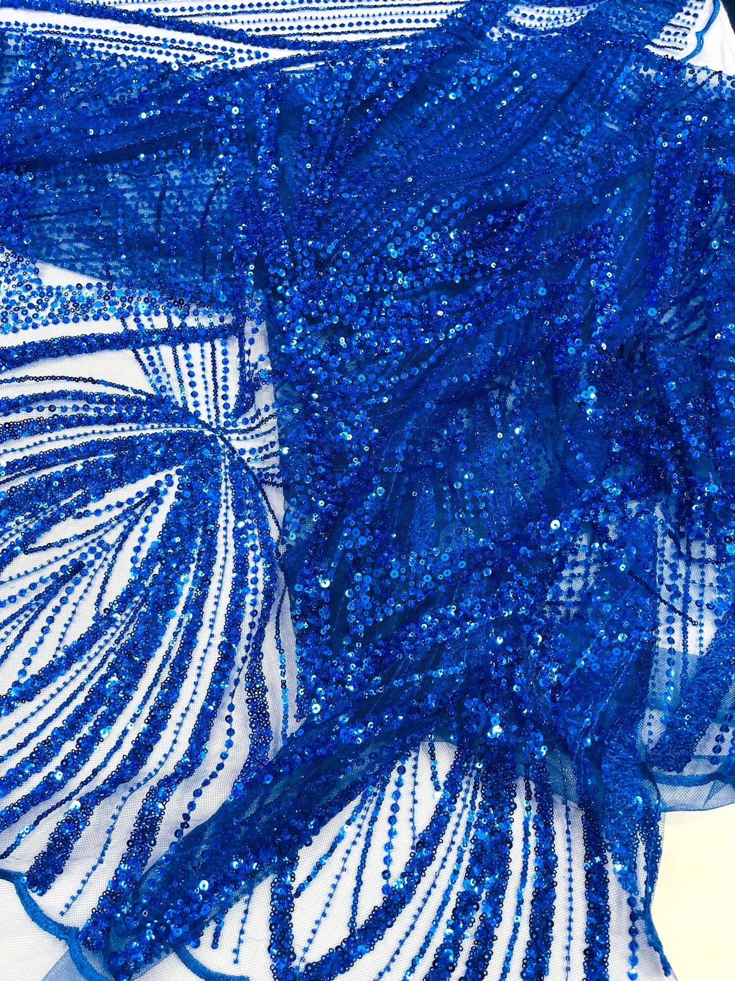 Geometric New York Fashion Beaded Lace Fabric| Prom| Wedding. - New Creations Fabric & Foam Inc