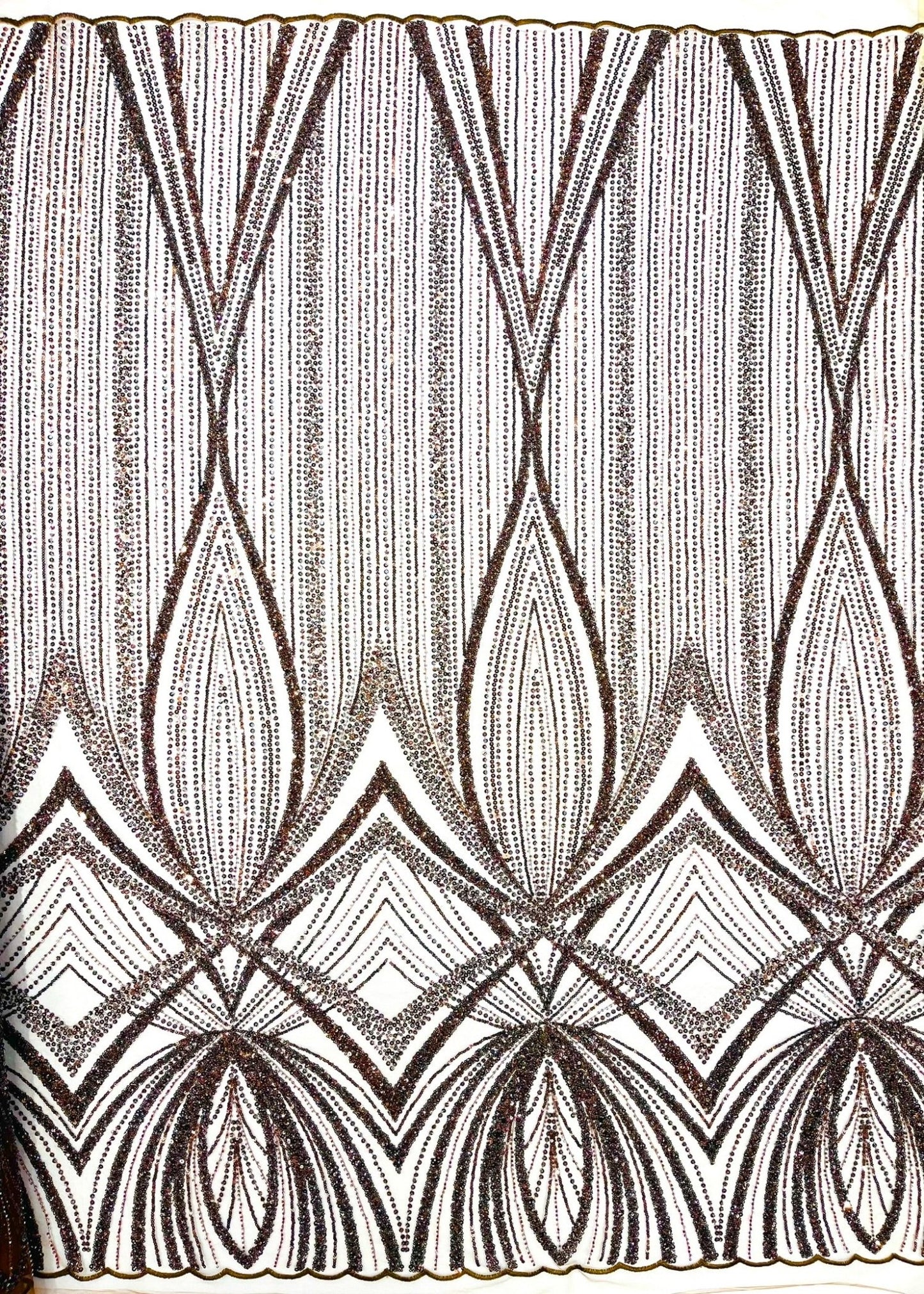 Geometric New York Fashion Beaded Lace Fabric| Prom| Wedding. - New Creations Fabric & Foam Inc