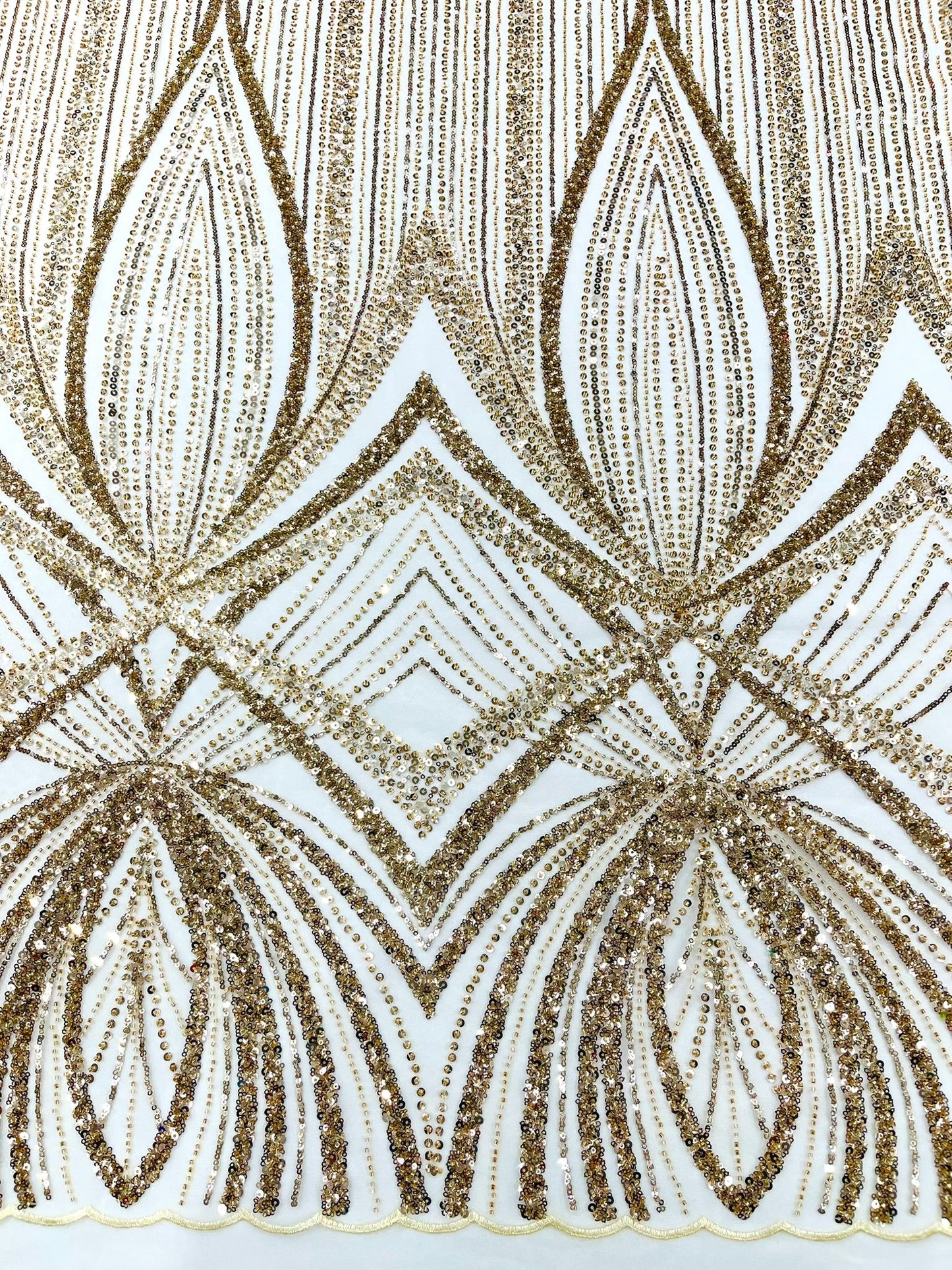 Geometric New York Fashion Beaded Lace Fabric| Prom| Wedding. - New Creations Fabric & Foam Inc