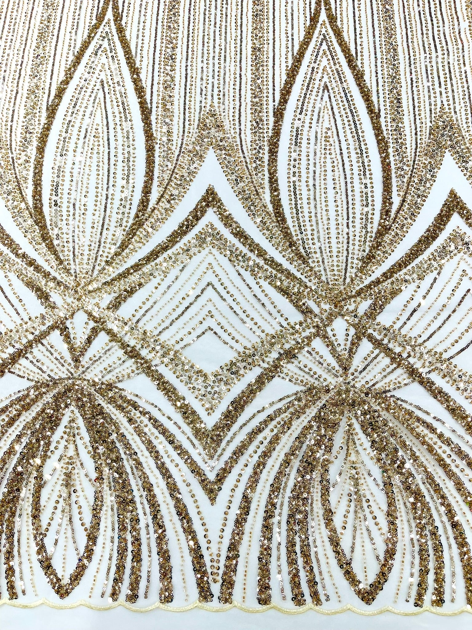 Geometric New York Fashion Beaded Lace Fabric| Prom| Wedding. - New Creations Fabric & Foam Inc