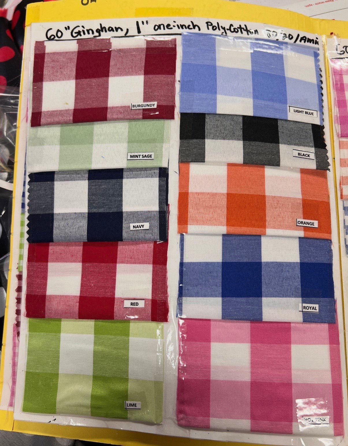 Gingham 1 inch Checkered Poly Cotton 58" Wide| New Creations Fabric & Foam Inc. - New Creations Fabric & Foam Inc