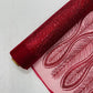 GLITTER FEATHER DAMASK DESIGN MESH LACE FABRIC (By The Yard) - New Creations Fabric & Foam Inc