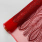 GLITTER FEATHER DAMASK DESIGN MESH LACE FABRIC (By The Yard) - New Creations Fabric & Foam Inc