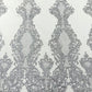 Glitter Tower Damask Design Fabric| 58” Wide| Quinsiañera Dresses. - New Creations Fabric & Foam Inc
