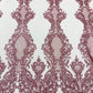 Glitter Tower Damask Design Fabric| 58” Wide| Quinsiañera Dresses. - New Creations Fabric & Foam Inc