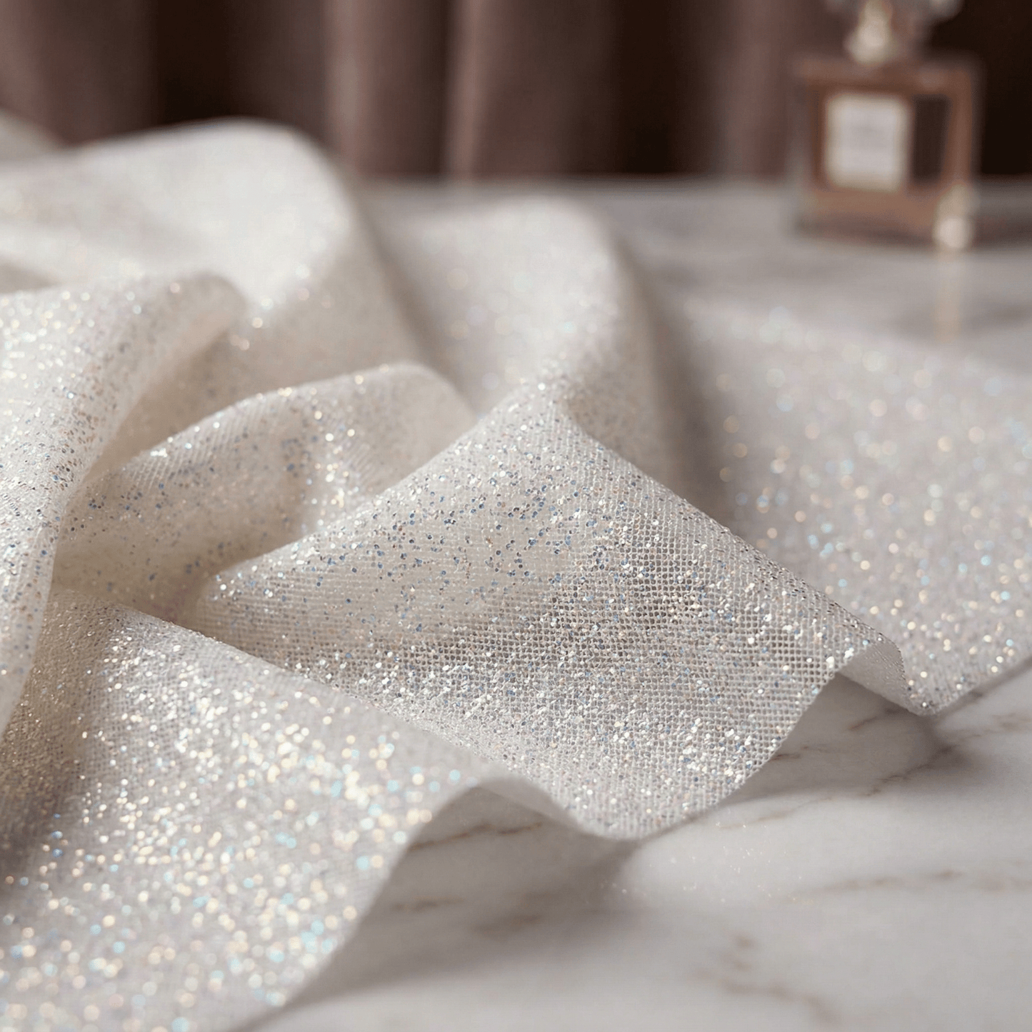 Glitter Tulle Mesh Fabric 58” Wide by the Yard – Sparkle Sheer Tulle for Wedding Dresses, Quinceañera Gowns, Party Decor & Costumes - New Creations Fabric & Foam Inc