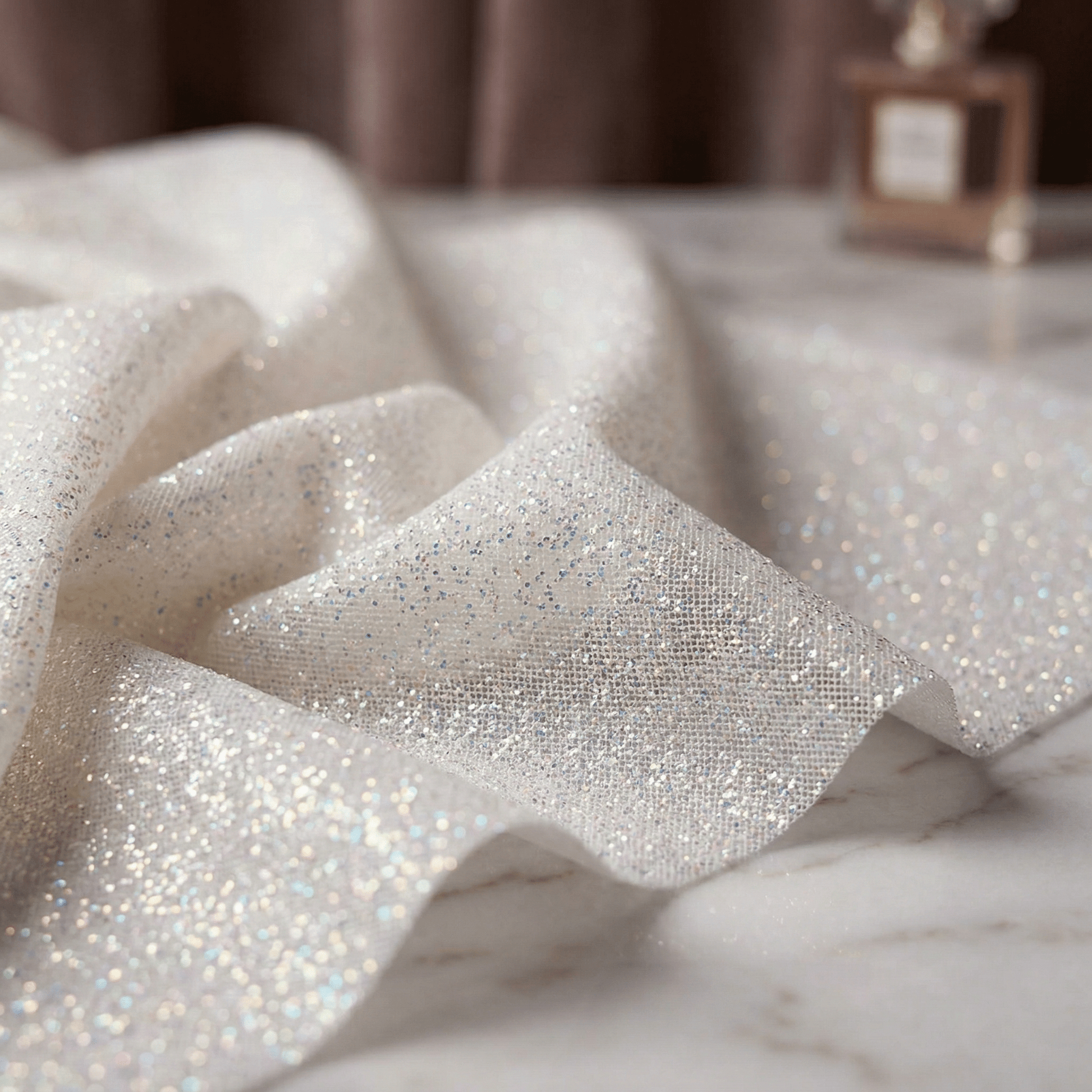 Glitter Tulle Mesh Fabric 58” Wide by the Yard – Sparkle Sheer Tulle for Wedding Dresses, Quinceañera Gowns, Party Decor & Costumes - New Creations Fabric & Foam Inc