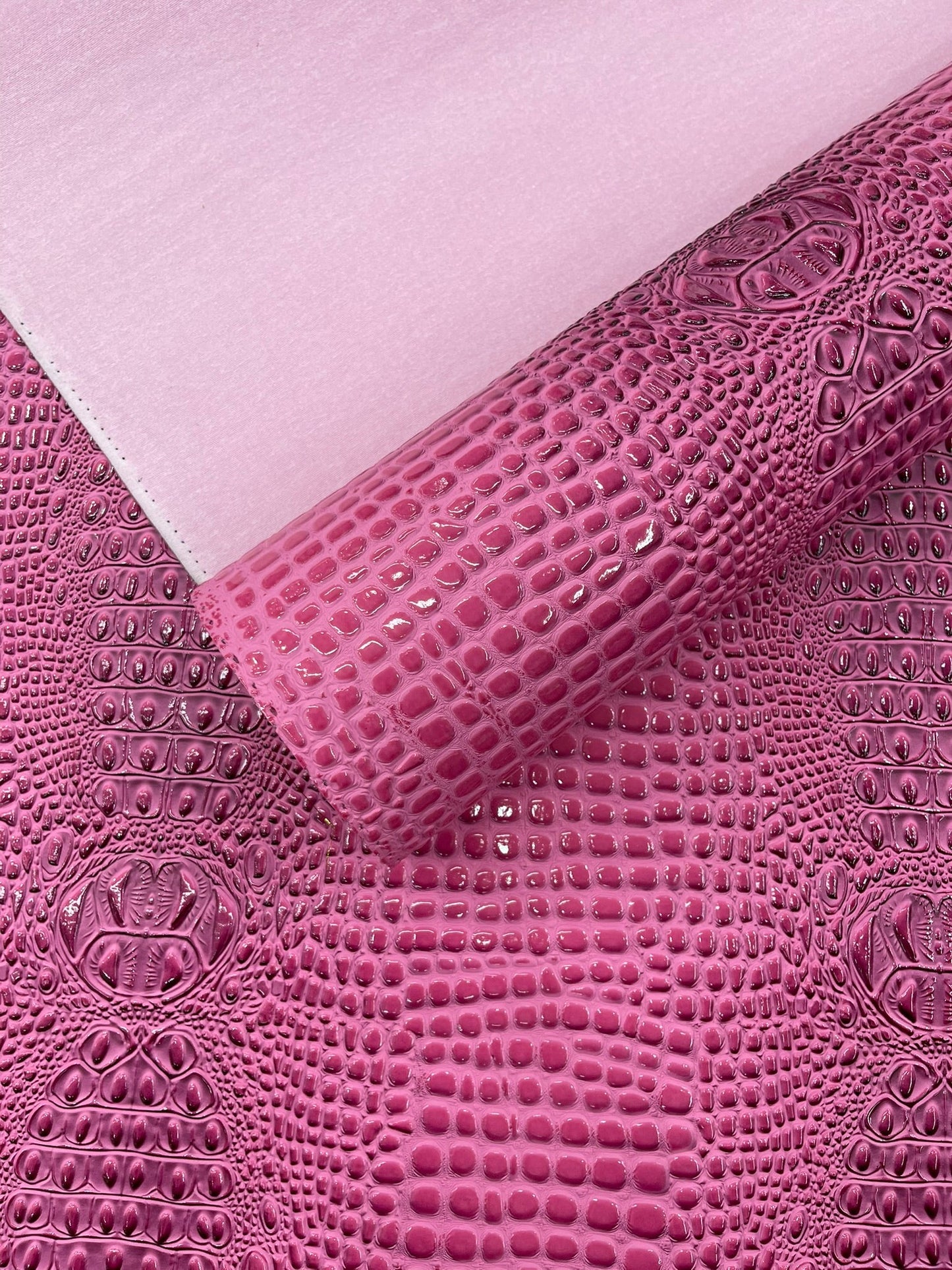 Glossy Two Tone Gator Fake Leather Upholstery, 3D Crocodile Skin Texture| New Creations Fabric & Foam Inc. - New Creations Fabric & Foam Inc