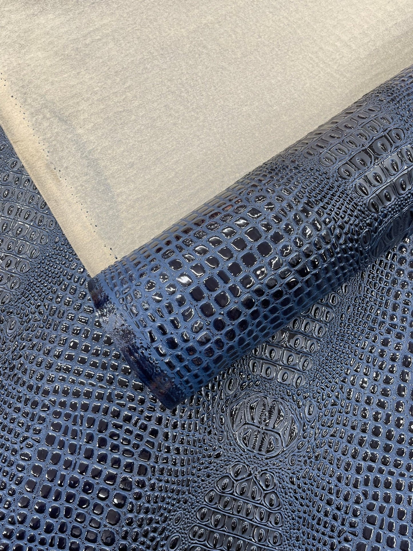 Glossy Two Tone Gator Fake Leather Upholstery, 3D Crocodile Skin Texture| New Creations Fabric & Foam Inc. - New Creations Fabric & Foam Inc