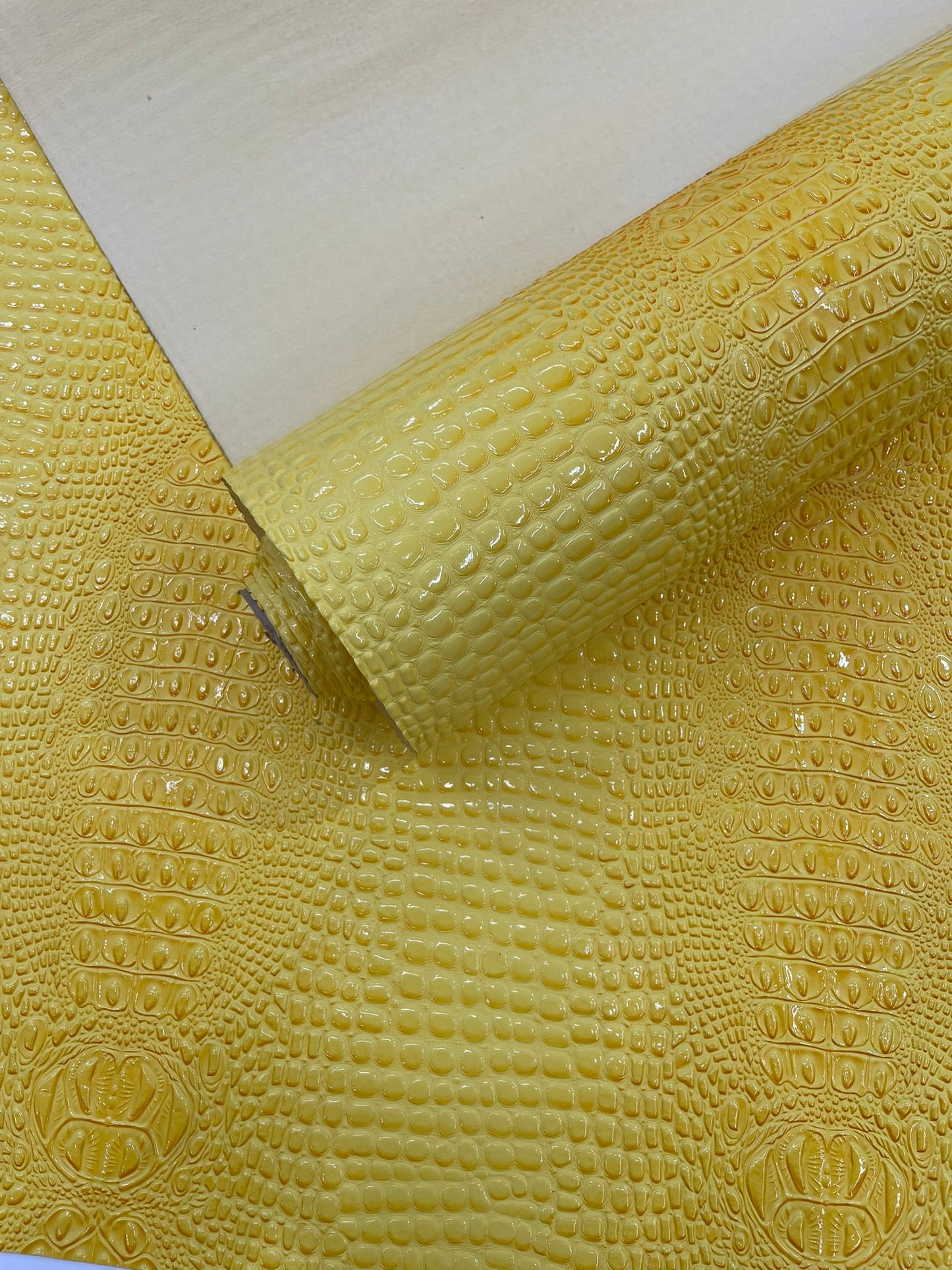 Glossy Two Tone Gator Fake Leather Upholstery, 3D Crocodile Skin Texture| New Creations Fabric & Foam Inc. - New Creations Fabric & Foam Inc