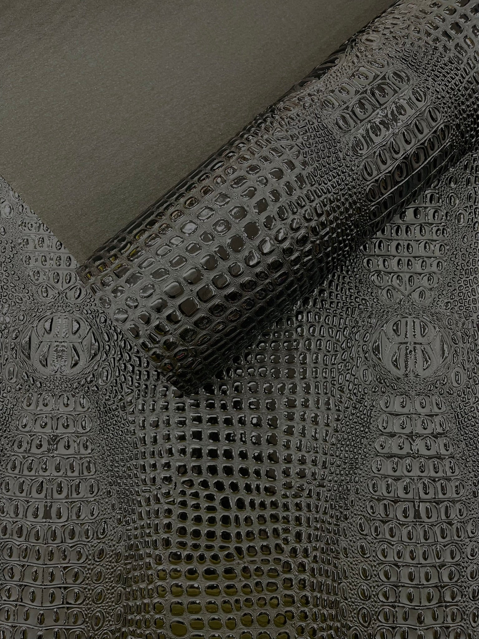 Glossy Two Tone Gator Fake Leather Upholstery, 3D Crocodile Skin Texture| New Creations Fabric & Foam Inc. - New Creations Fabric & Foam Inc