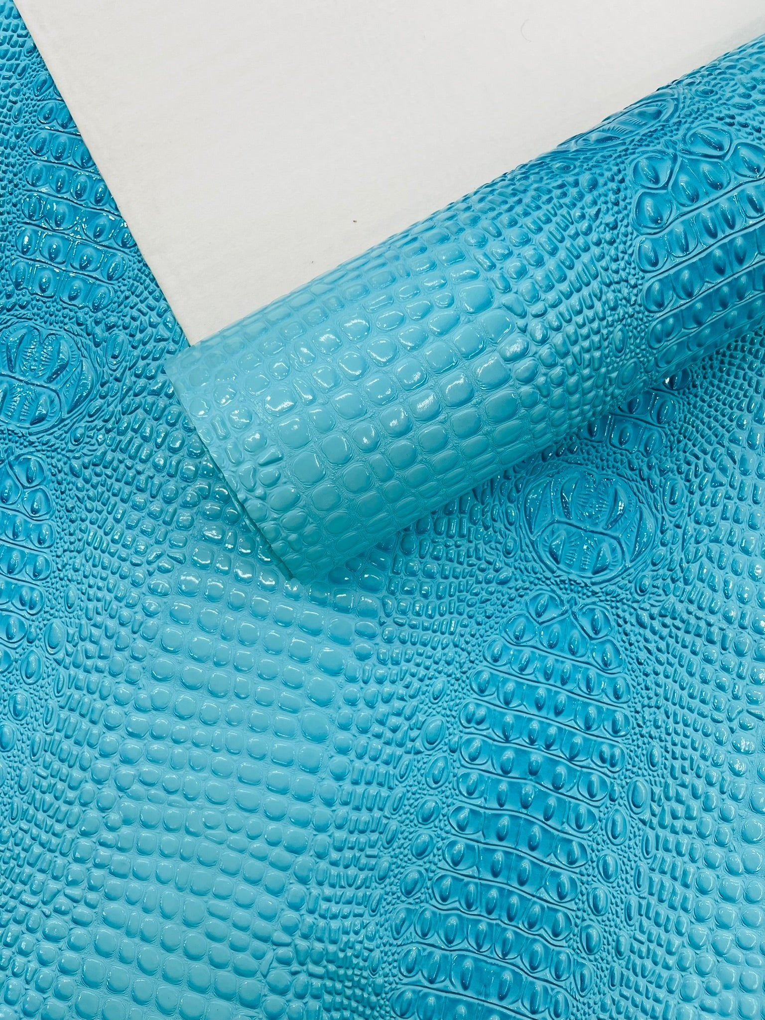 Glossy Two Tone Gator Fake Leather Upholstery, 3D Crocodile Skin Texture| New Creations Fabric & Foam Inc. - New Creations Fabric & Foam Inc