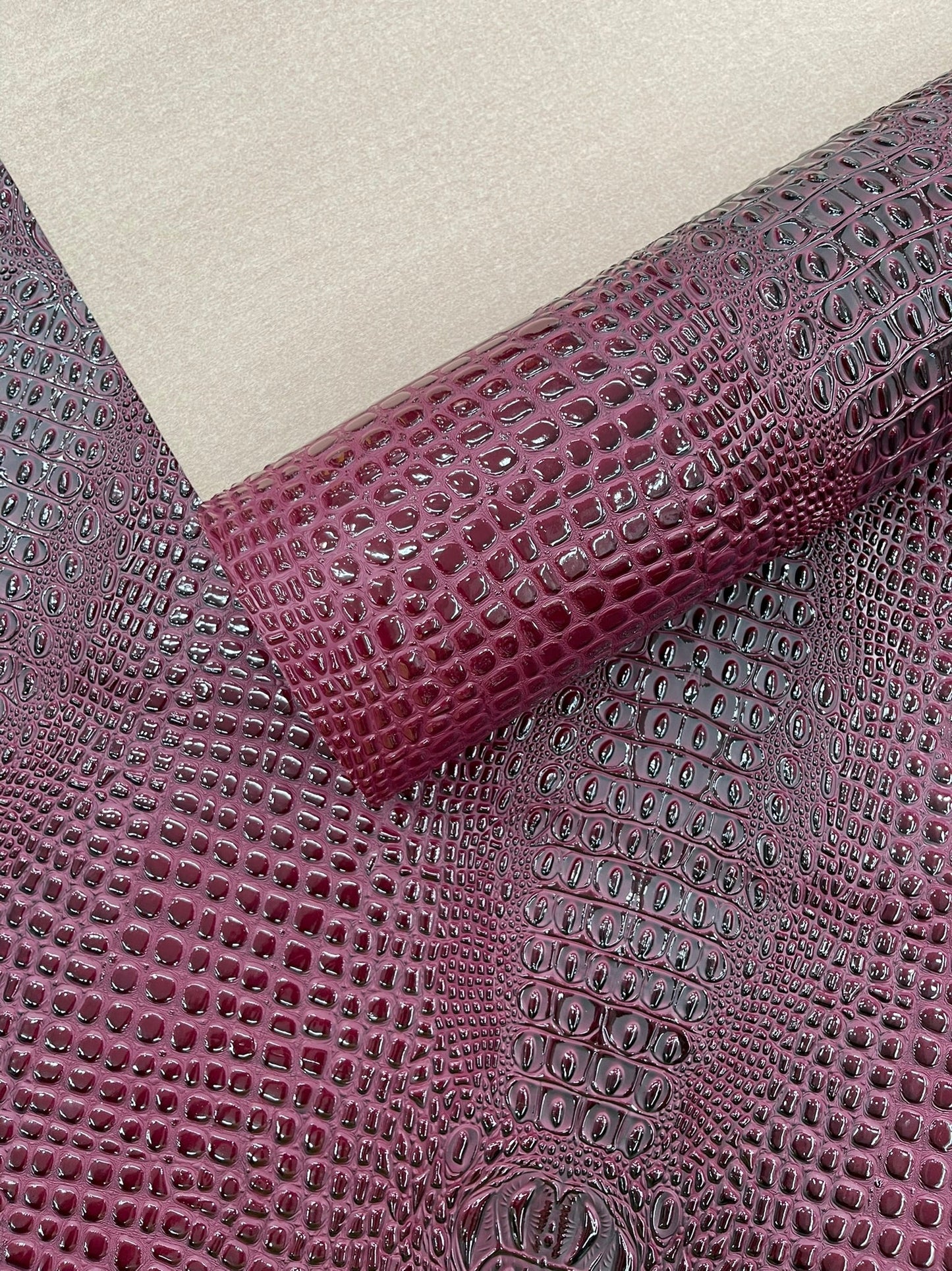 Glossy Two Tone Gator Fake Leather Upholstery, 3D Crocodile Skin Texture| New Creations Fabric & Foam Inc. - New Creations Fabric & Foam Inc