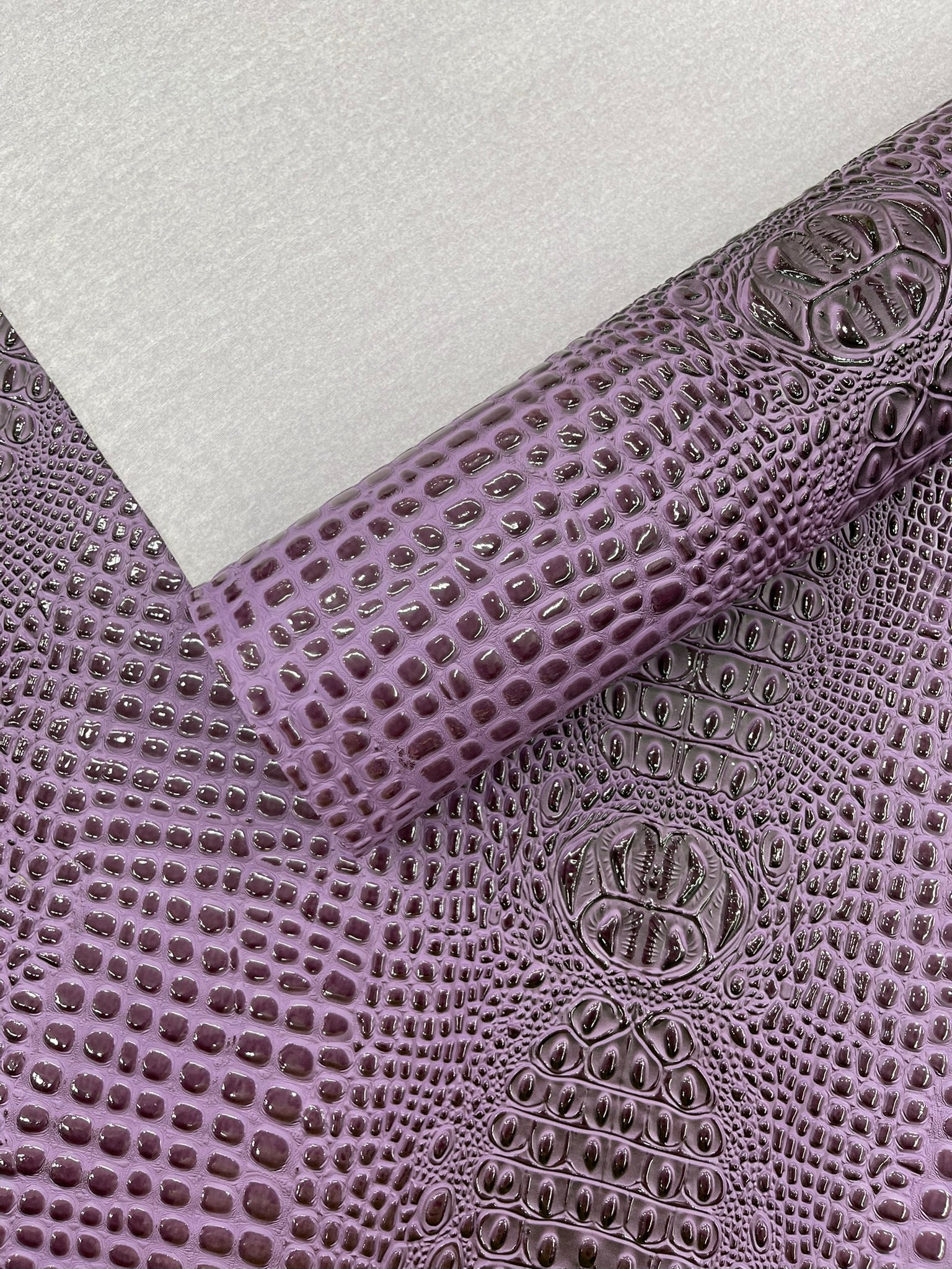 Glossy Two Tone Gator Fake Leather Upholstery, 3D Crocodile Skin Texture| New Creations Fabric & Foam Inc. - New Creations Fabric & Foam Inc