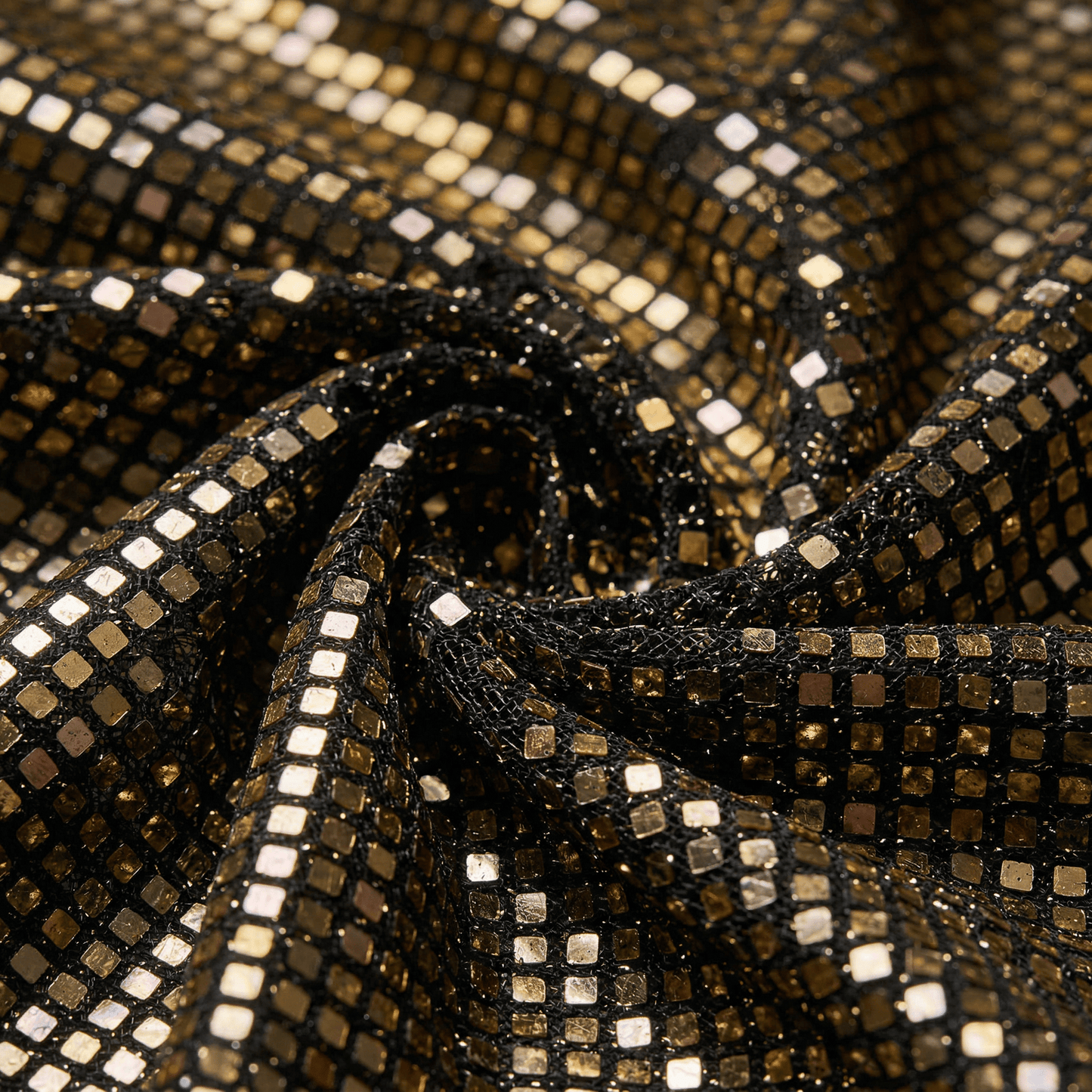 Gold Diamond Sequin Stretch Lurex Fabric by the Yard 58” Wide – Black Metallic Sequin Fabric for Dresses, Dancewear, Costumes & Event Decor - New Creations Fabric & Foam Inc