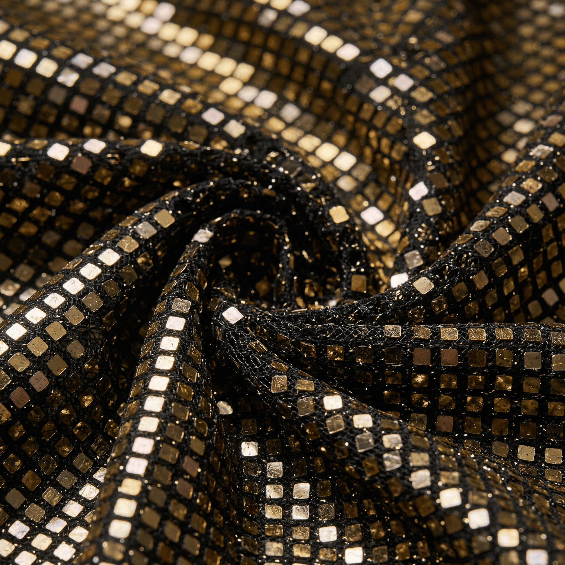 Gold Diamond Sequin Stretch Lurex Fabric by the Yard 58” Wide – Black Metallic Sequin Fabric for Dresses, Dancewear, Costumes & Event Decor - New Creations Fabric & Foam Inc