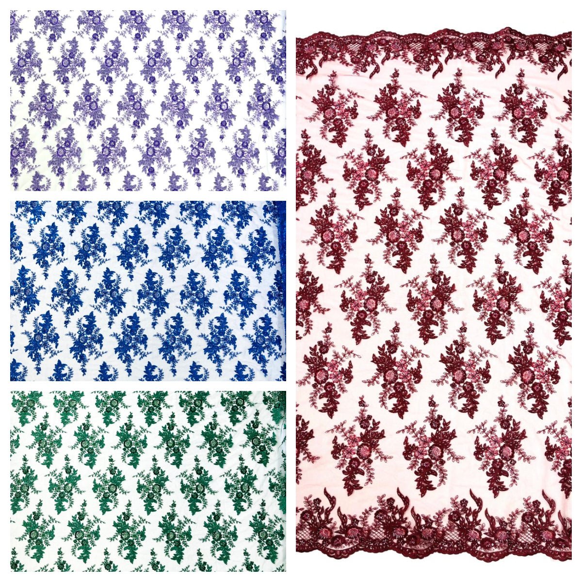 GORGEUS BEADED LACE ON MESH FABRIC (By The Yard) - New Creations Fabric & Foam Inc