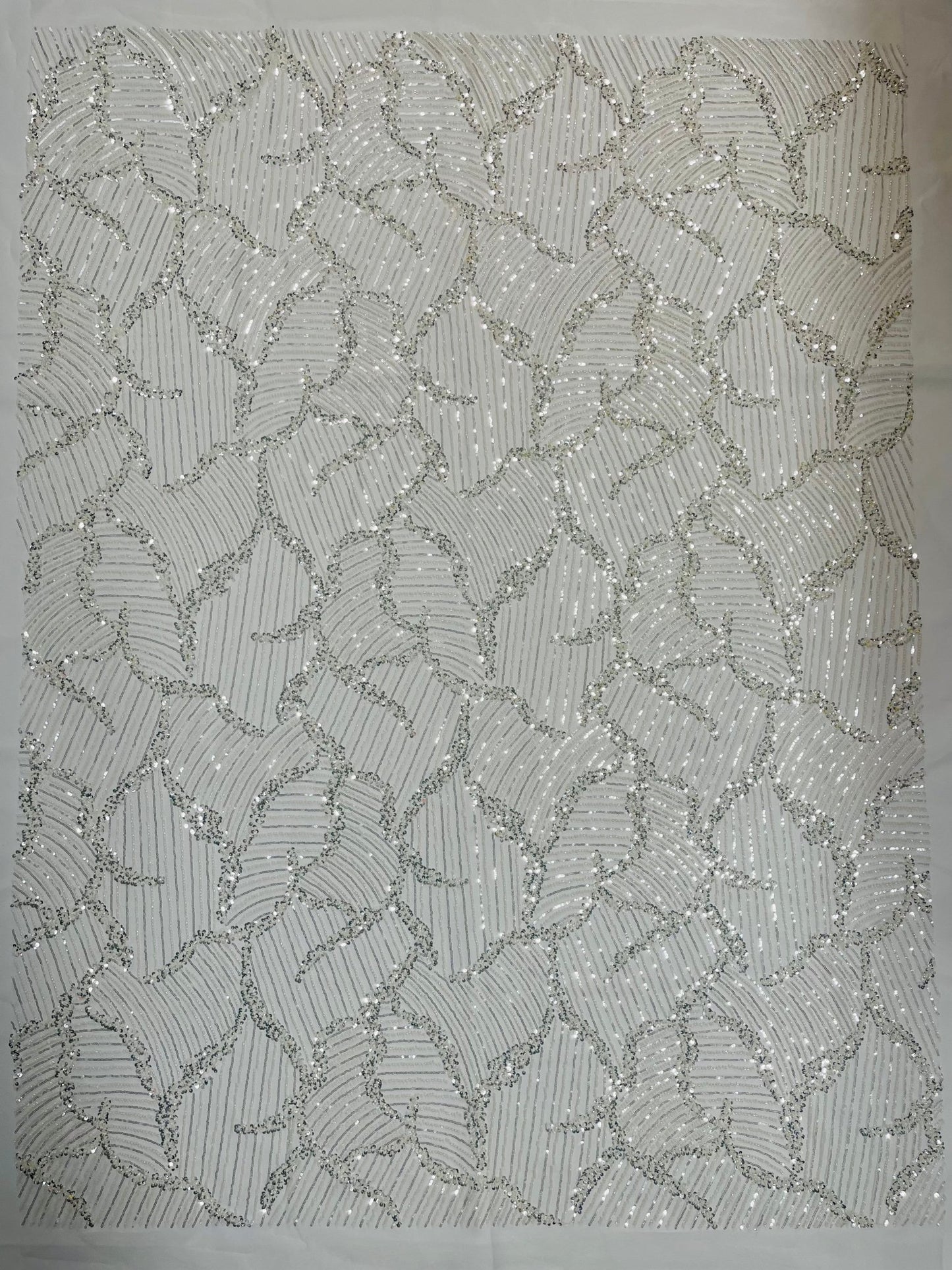 Heavy Beaded Leaf Design on a mesh | New Creation Fabric & Foam - New Creations Fabric & Foam Inc