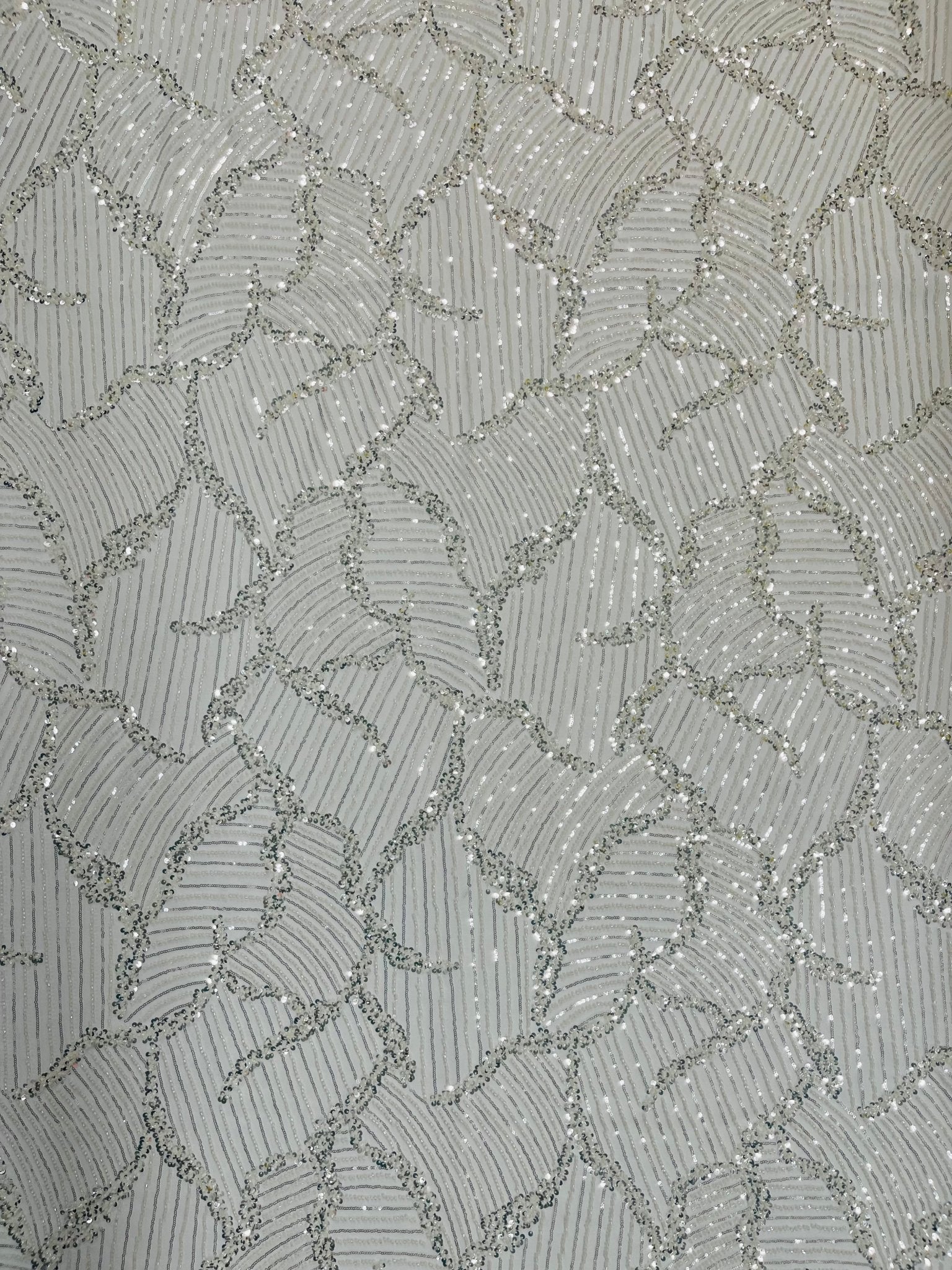 Heavy Beaded Leaf Design on a mesh | New Creation Fabric & Foam - New Creations Fabric & Foam Inc
