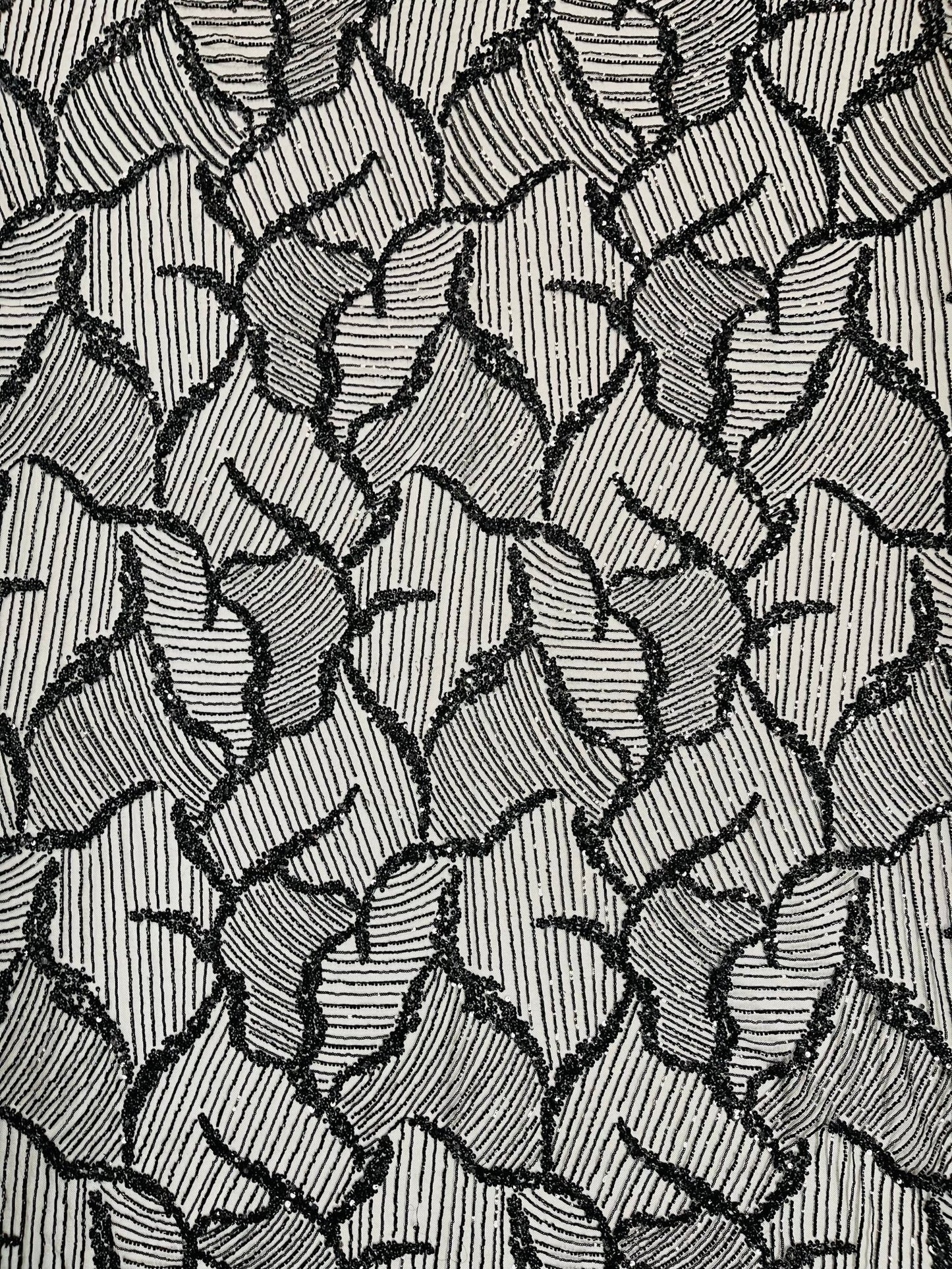 Heavy Beaded Leaf Design on a mesh | New Creation Fabric & Foam - New Creations Fabric & Foam Inc