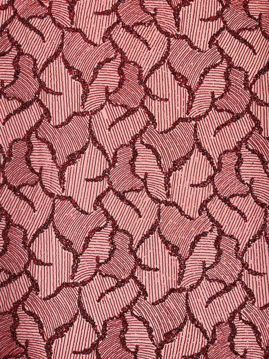 Heavy Beaded Leaf Design on a mesh | New Creation Fabric & Foam - New Creations Fabric & Foam Inc