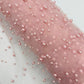 Heavy Scattered Pearls Studded Mesh Fabric| New Creations Fabric & Foam Inc. - New Creations Fabric & Foam Inc