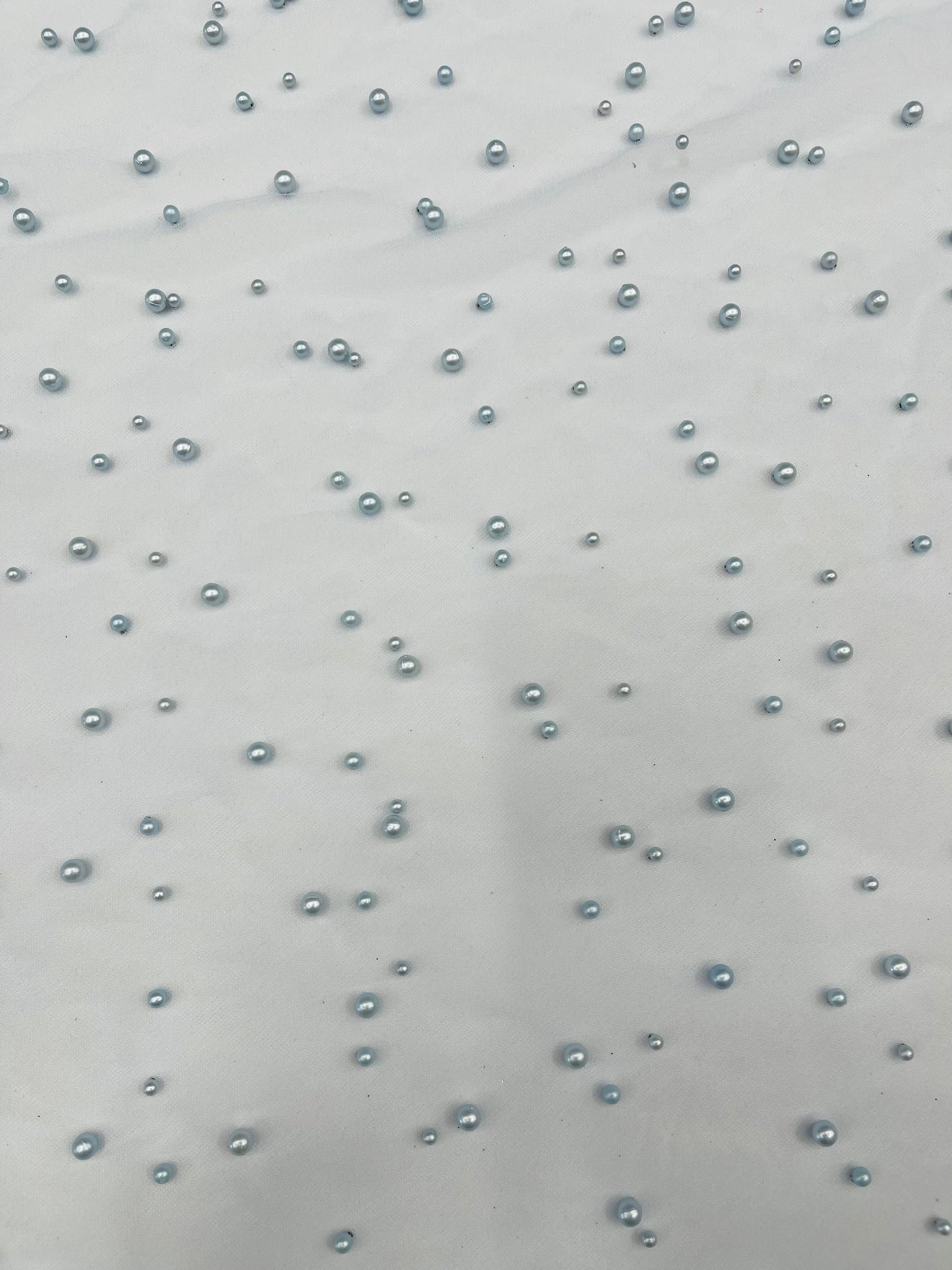 Heavy Scattered Pearls Studded Mesh Fabric| New Creations Fabric & Foam Inc. - New Creations Fabric & Foam Inc