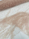 Heavy Scattered Pearls Studded Mesh Fabric| New Creations Fabric & Foam Inc. - New Creations Fabric & Foam Inc