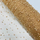 Heavy Scattered Pearls Studded Mesh Fabric| New Creations Fabric & Foam Inc. - New Creations Fabric & Foam Inc