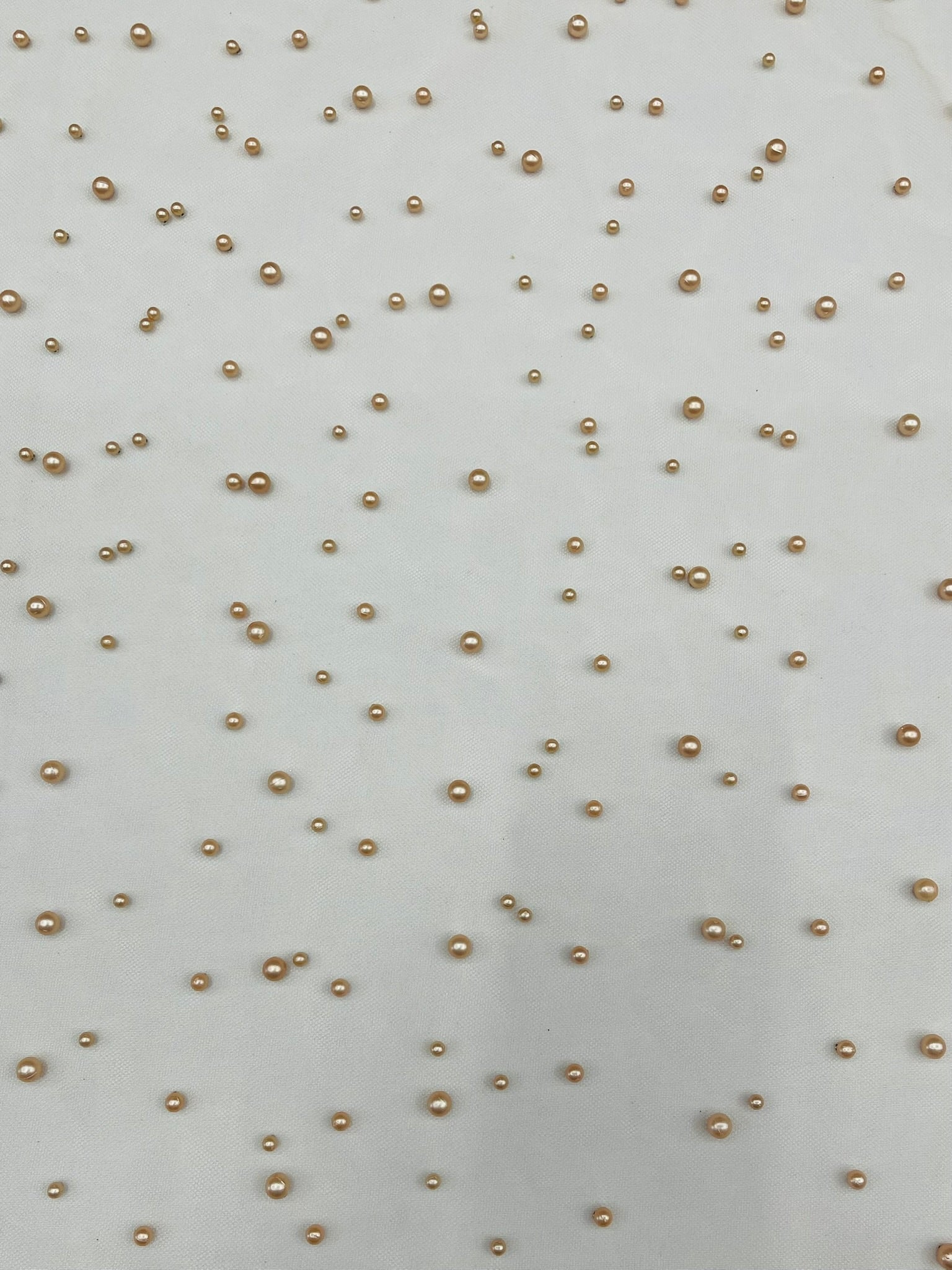 Heavy Scattered Pearls Studded Mesh Fabric| New Creations Fabric & Foam Inc. - New Creations Fabric & Foam Inc