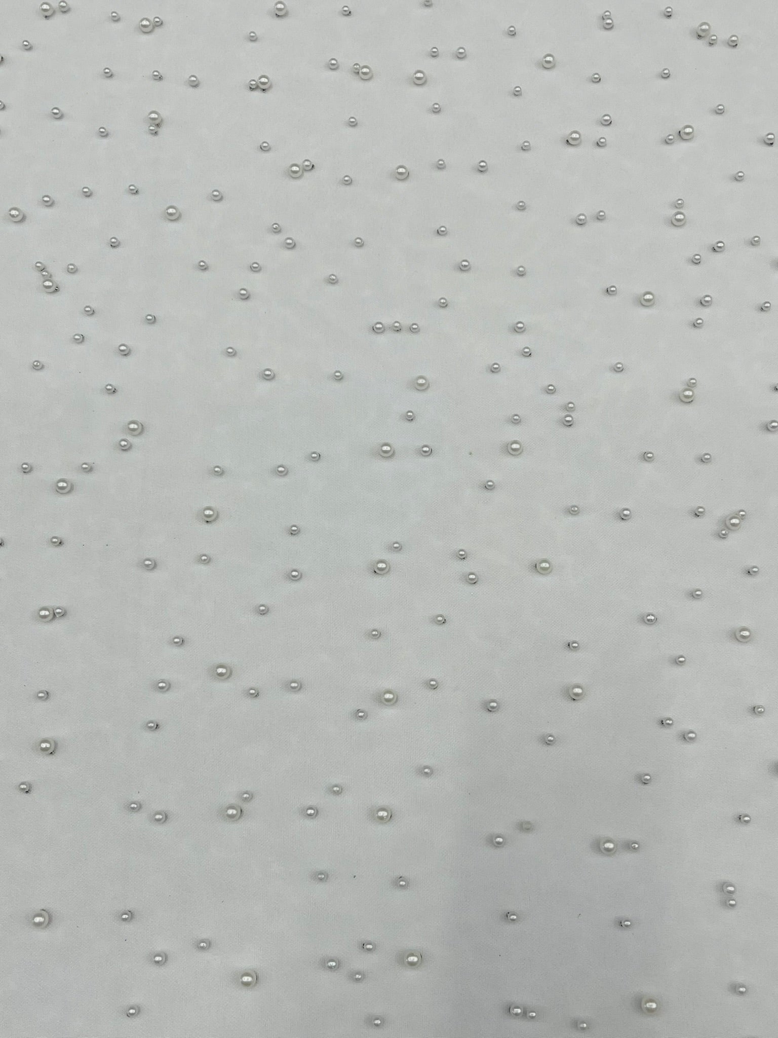 Heavy Scattered Pearls Studded Mesh Fabric| New Creations Fabric & Foam Inc. - New Creations Fabric & Foam Inc