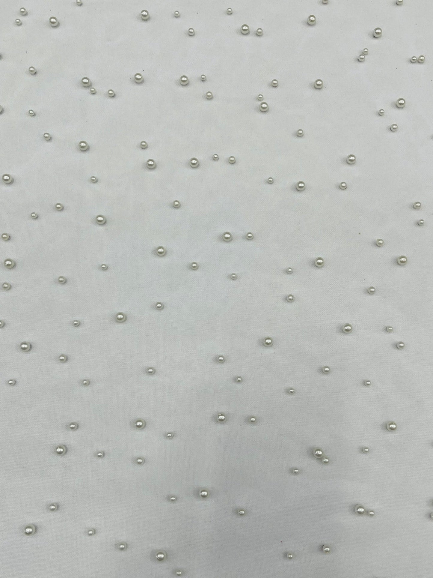 Heavy Scattered Pearls Studded Mesh Fabric| New Creations Fabric & Foam Inc. - New Creations Fabric & Foam Inc