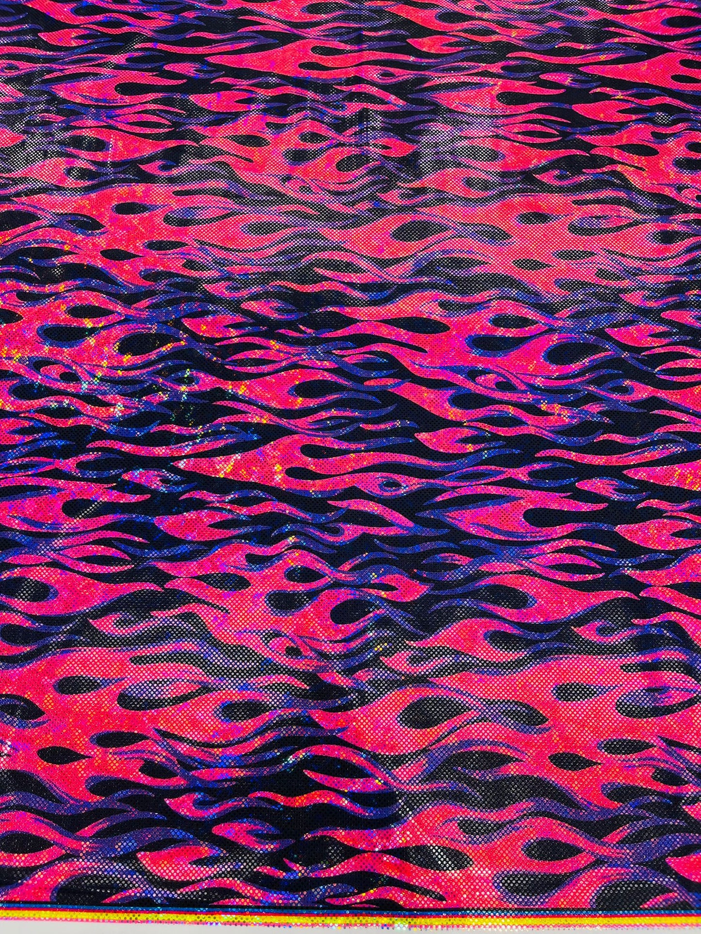 Holographic Flames Foil Printed Spandex Fabric (By The Yard) - New Creations Fabric & Foam Inc