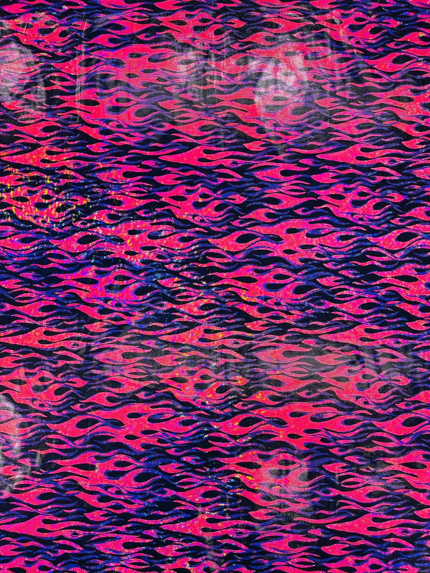 Holographic Flames Foil Printed Spandex Fabric (By The Yard) - New Creations Fabric & Foam Inc