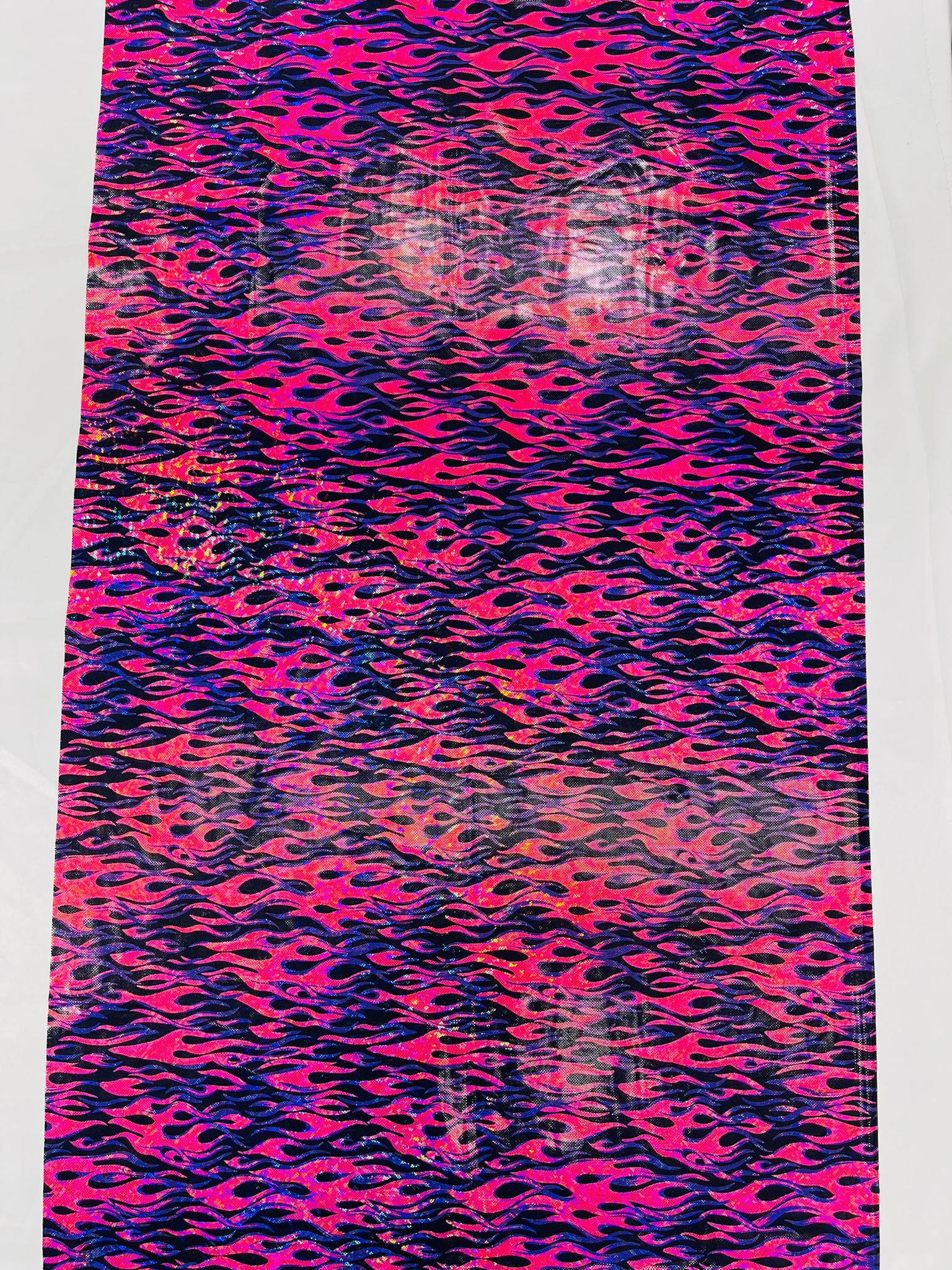 Holographic Flames Foil Printed Spandex Fabric (By The Yard) - New Creations Fabric & Foam Inc