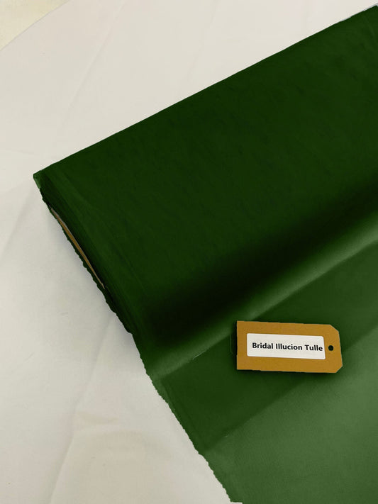 Hunter Green - Bridal Illusion Tulle 108"Wide Polyester Premium Tulle Fabric Bolt, By The Roll. - New Creations Fabric & Foam Inc