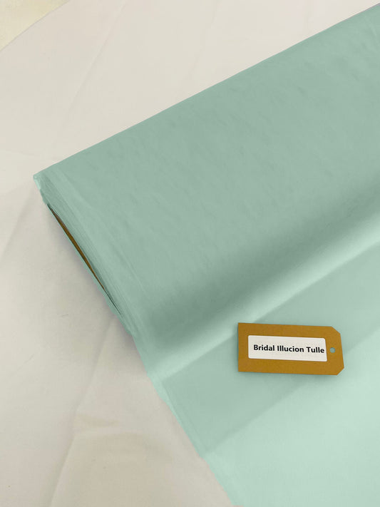Ice Mint - Bridal Illusion Tulle 108"Wide Polyester Premium Tulle Fabric Bolt, By The Roll. - New Creations Fabric & Foam Inc