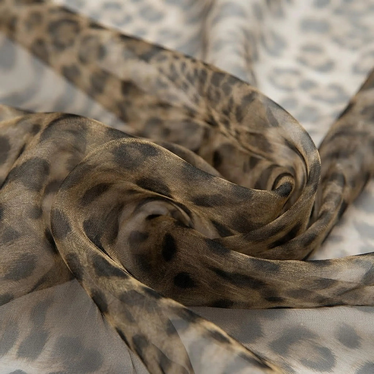 Gold Black Leopard Animal Print ON Liquid Organza Fabric | 58" Wide| Apparel| Dresses.