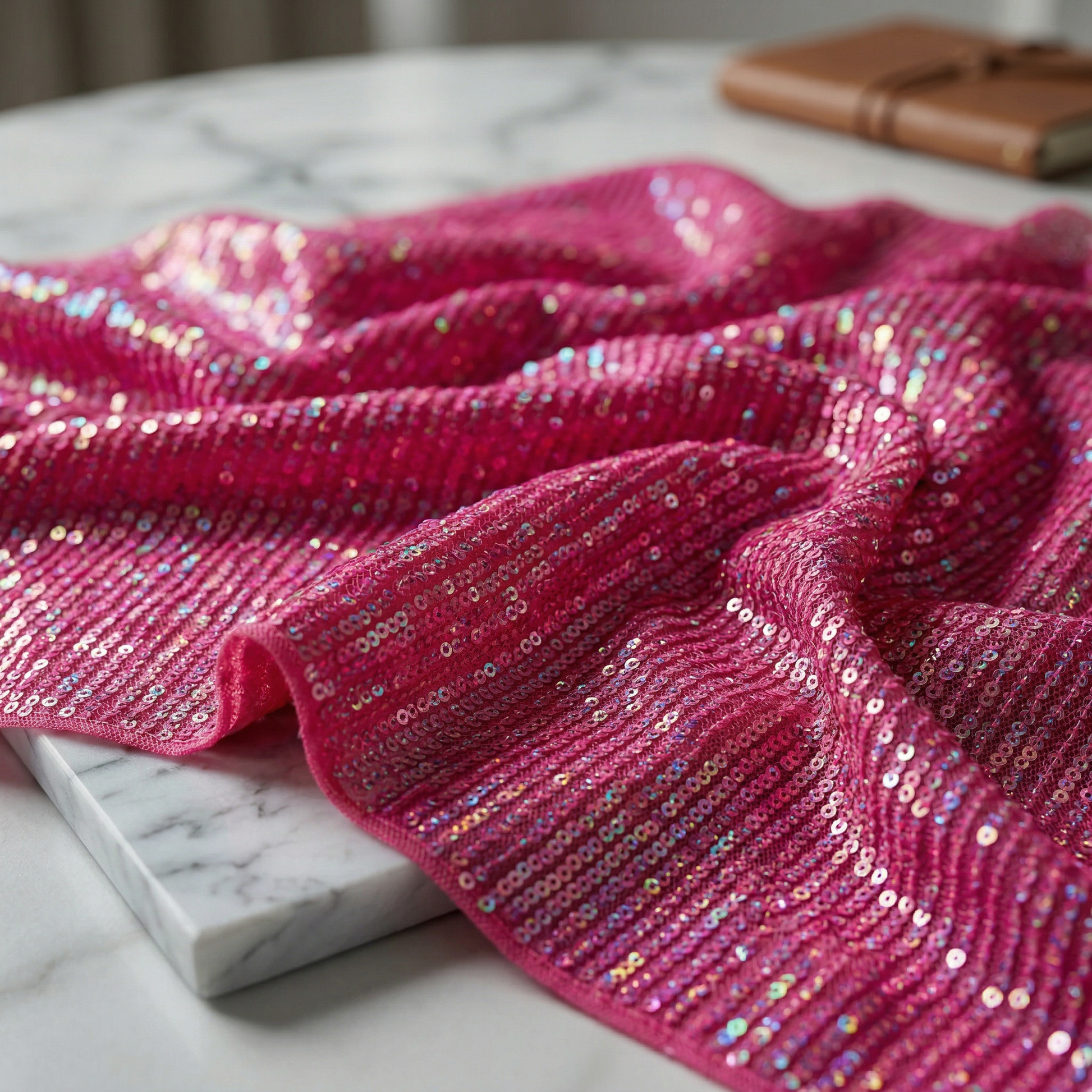 Iridescent Sequin Stretch Mesh Fabric 54” Wide by the Yard – 4 Way Stretch Chain Sequin Fabric for Prom Dresses, Evening Gowns, Costumes & Luxury Fashion - New Creations Fabric & Foam Inc
