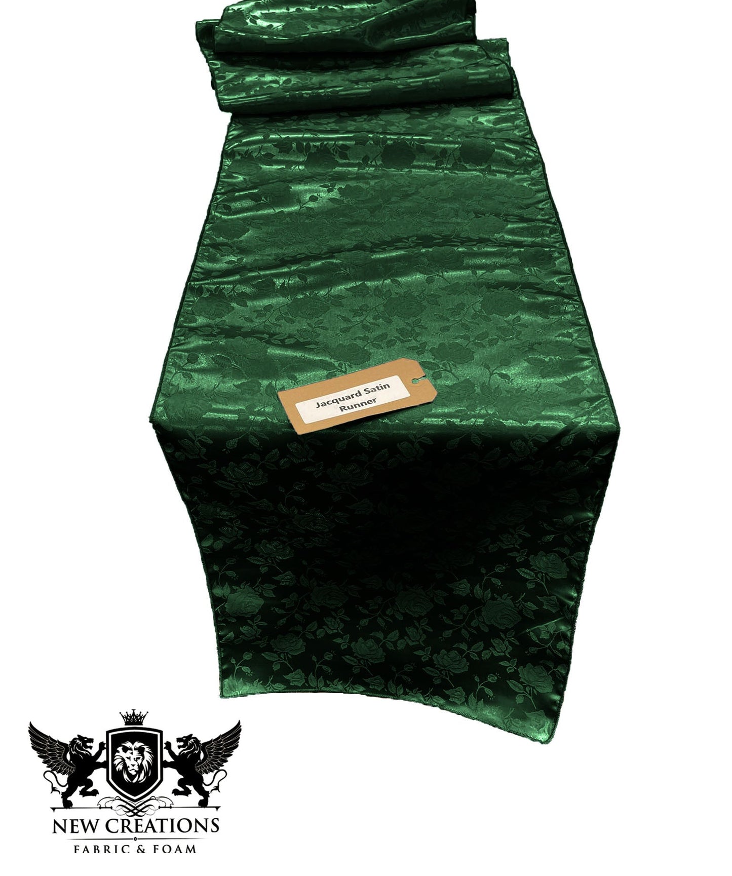 Jacquard Satin Roses Runner, Party Supply / Wedding / Decoration (14" Wide x 72" Long). - New Creations Fabric & Foam Inc