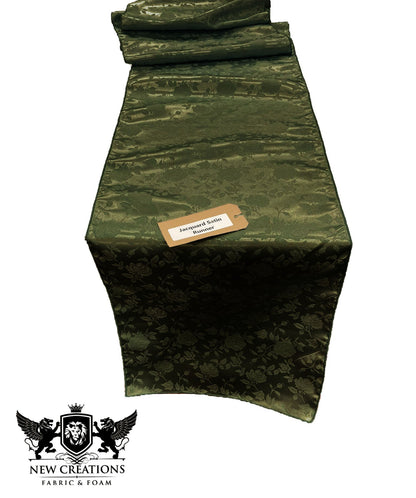 Jacquard Satin Roses Runner, Party Supply / Wedding / Decoration (14" Wide x 72" Long). - New Creations Fabric & Foam Inc