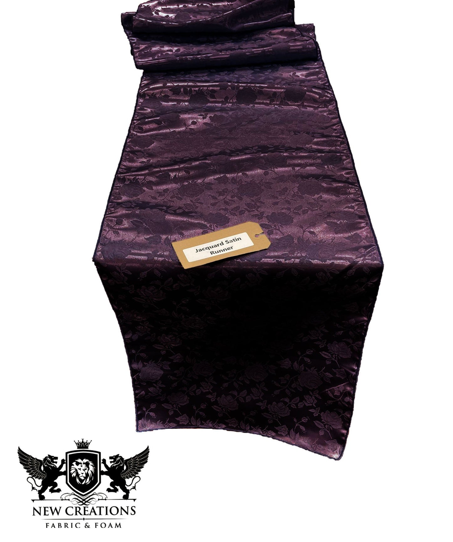 Jacquard Satin Roses Runner, Party Supply / Wedding / Decoration (14" Wide x 72" Long). - New Creations Fabric & Foam Inc