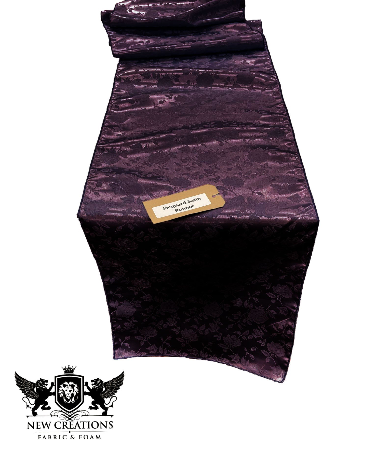 Jacquard Satin Roses Runner, Party Supply / Wedding / Decoration (14" Wide x 72" Long). - New Creations Fabric & Foam Inc