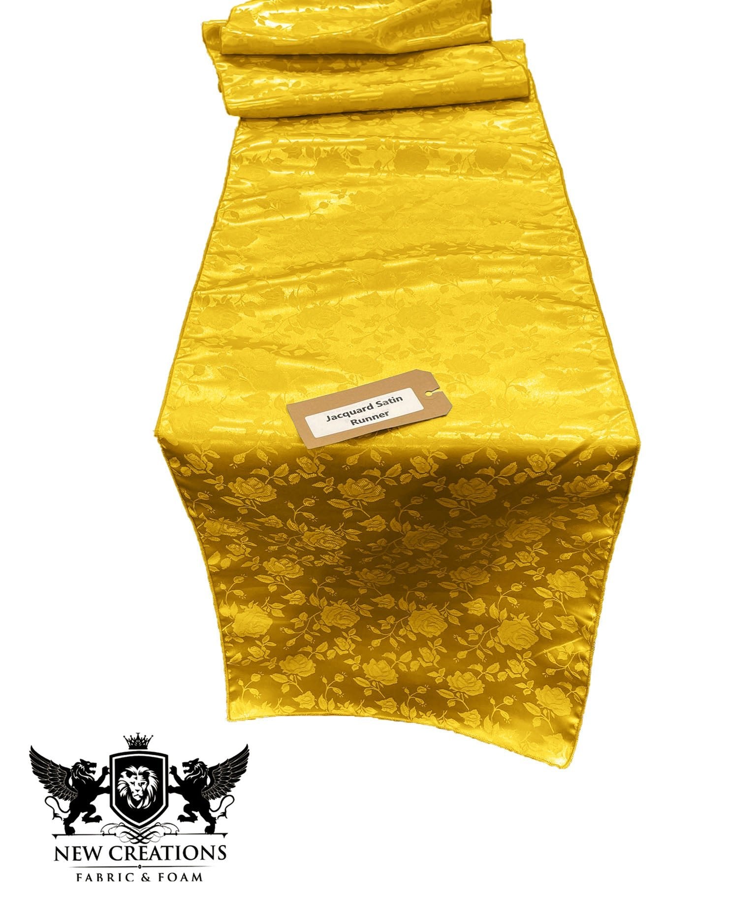 Jacquard Satin Roses Runner, Party Supply / Wedding / Decoration (14" Wide x 72" Long). - New Creations Fabric & Foam Inc