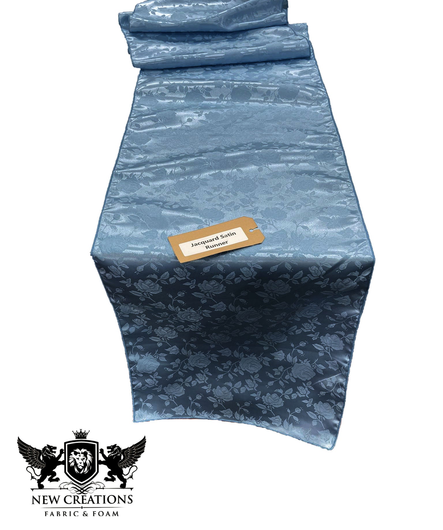 Jacquard Satin Roses Runner, Party Supply / Wedding / Decoration (14" Wide x 72" Long). - New Creations Fabric & Foam Inc